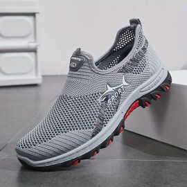 Sneakers, Brand- New Men's Breathable Mesh Slip- on Sports Running Shoes. The Solid- Color Fabric Upper Is Comfortable, Durable, Light, Elegant and Extremely Stylish.