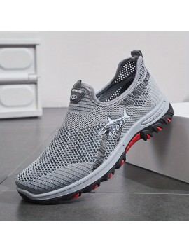 Sneakers, Brand- New Men's Breathable Mesh Slip- on Sports Running Shoes. The Solid- Color Fabric Upper Is Comfortable, Durable, Light, Elegant and Extremely Stylish.