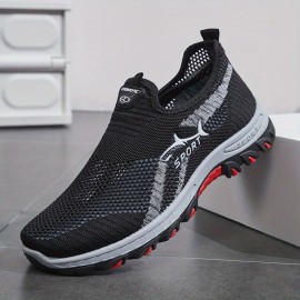 Sneakers, Brand- New Men's Breathable Mesh Slip- on Sports Running Shoes. The Solid- Color Fabric Upper Is Comfortable, Durable, Light, Elegant and Extremely Stylish.