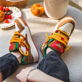 Sneakers, Low-top Burger Trendy Board Shoes
