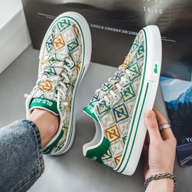 Men'S & Women'S Low-Top Sneakers - Breathable Skate-Style Casual Shoes with Arch Support, Durable Rubber Sole & Cushioned Insole - /Green/ Colorway - Unisex Skateboarding, Everyday & Formal Wear - Lace-Up Closure - Arch Support Sneakers for Men & Wo