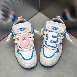 Ready-to-Wear Trend! Large Letter Decorative Knot Shoelaces Street Style Boys' Thick-Soled Height-Increasing Sneakers
