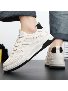 Men'S Breathable Height-Increasing sneakers | Lightweight Lace-Up Low-Top Training Shoes with Minimalist Cup Sole and High-Grip Rubber Sole - Suitable for Gym, Office, Casual Wear - Comfortable Summer Footwear