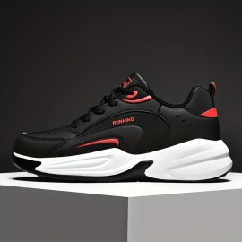 Men's All-Season Mid-Top Sneakers - Upper & Sole, Plaid Lace-Up Running Shoes, Round Toe Comfortable Athletic Footwear for Gym,, Casual Wear - All-Season Versatile (Suitable for)