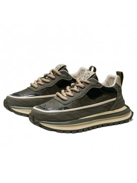 Men's Height Increasing Running Shoes with Thick Sole & Spring Lift - Mid-Top Athletic Sneakers for Height, Outsole & Microfiber, Spring/Fall Sports & Casual Wear - Black (Model)