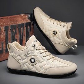 Men's Casual Sneakers - Breathable PU Upper & Non-Slip Rubber Sole, Lace-Up Low-Top Round Toe Design, All-Season Comfort for Outdoor Sports & Casual Attire, Streetwear Shoes, Stylish Street Shoes, Fabric Lined Interior