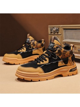 Men's & All-Season High-Top Hiking Boots -  & PVC Sole Heavy-Duty Outdoor Trekking Shoes, Retro Workwear Boots with Lace Closure, All-Terrain Traction for Urban to Mountain Use (Unisex)