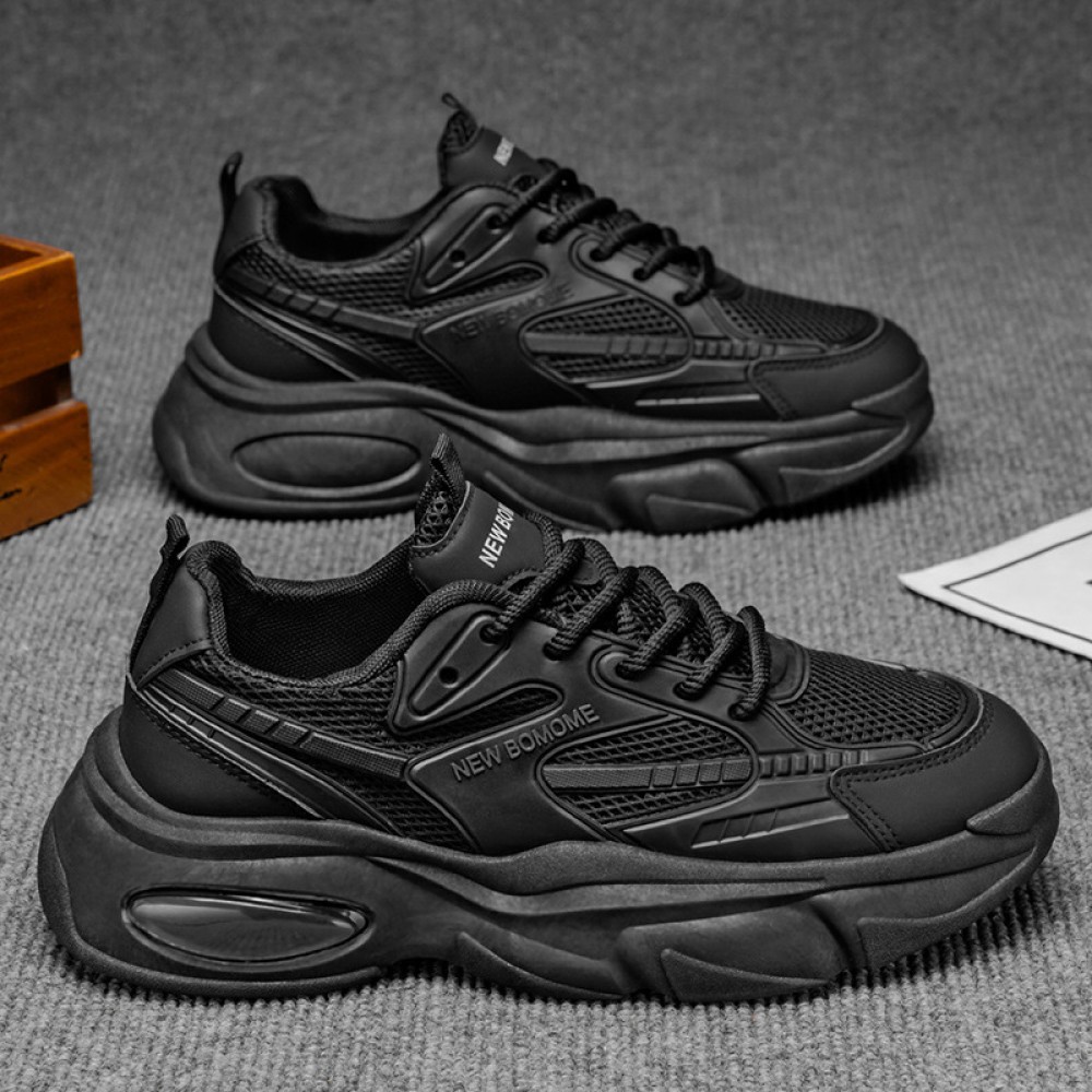 Men's & Unisex Thick-Soled Sneakers - Breathable  Upper & PVC Sole, Low-Top Lace-Up Casual Running Shoes Suitable for Gym,, Casual Attire - Heavy Tread Dad Sneakers