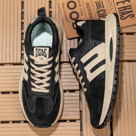 Korean-Style Platform Sneakers - Heavy Sole, Upper & Rubber Platform Shoe - Low-Top Lace-Up Casual Wear Suitable for Sports, Everyday Use - Unisex Footwear