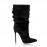 European and American Style Pleated Mid-Calf Boots | New Pointed Toe Patchwork High Heel Sexy Fashion Boots with Stiletto Heel, Slip-on Closure, and Rubber Sole