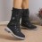 Women'S Winter Snow Boots with Thickened Rubber Sole & Plush - High-Top Ankle Support, Round Toe, Flat Heel, Buckle Strap & Zipper Closure, Warm Insulated Mid-Calf Boots for Ice & Snow, Casual & Semi-Formal Outfits () - Easy-Care Synthetic Upper