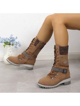 Women'S Winter Snow Boots with Thickened Rubber Sole & Plush - High-Top Ankle Support, Round Toe, Flat Heel, Buckle Strap & Zipper Closure, Warm Insulated Mid-Calf Boots for Ice & Snow, Casual & Semi-Formal Outfits () - Easy-Care Synthetic Upper