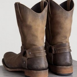 Handcrafted Distressed Western Boots | Casual Ankle Boots for Rodeo, Music Festivals, and Daily Wear, Comfortable Non-Slip Sole, American Cowgirl Style Women'S Fashion Boots, Women Shoes