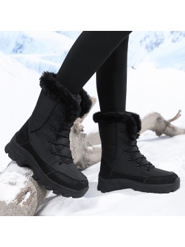 Women's Fleece-Lined High Quality Snow Boots with Non-Slip Sole - Winter Warm Tall Boots, Wide Width Toe, Upper & PVC for Ice, Snow, Slush - Cold Weather Shoes for,, Casual (Hand Washable)