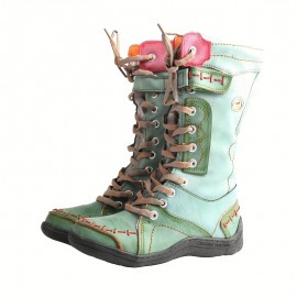 TMA EYES Women'S Winter Boots - European & American Style Full-Grain Leather Upper, Zipper Closure, Cushioned TPR Sole, Round Toe Mid-Calf Boots with Plush Lining - Casual to Semi-Formal Shoes for Everyday & Special Occasions (Pink, Brown, Green