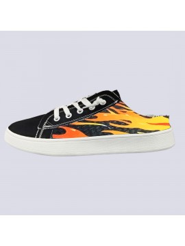 East King Women'S Fiery Unicorn Slip-On Sneakers - Comfortable Soft Sole, Versatile All-Season Casual Shoes with Vibrant Flame Design, Black and White