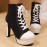 Women's Large Size High Quality Platform High-Heel Boots - Round Toe Upper, Net & Rubber Sole, Casual Winter Boots Suitable for Rain, Puddles, Daily Wear - Hand Washable Fashion Footwear