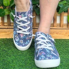 Women's New Rich Flower Shoes, Casual Fabric Upper, Soft Sole, All-Season, Plain Toe, Random Printing, Faux Sole, Hand Wash or Professional Dry Clean, for Women, Women Shoes