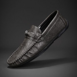 British Style Men'S Slip-On Shoes | Trendy Retro Loafers Casual Moccasins for Men, Upper, PVC Sole, Fabric Insole