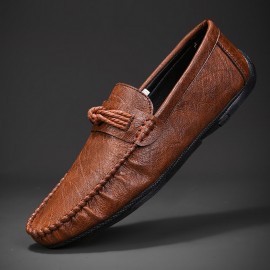 British Style Men'S Slip-On Shoes | Trendy Retro Loafers Casual Moccasins for Men, Upper, PVC Sole, Fabric Insole