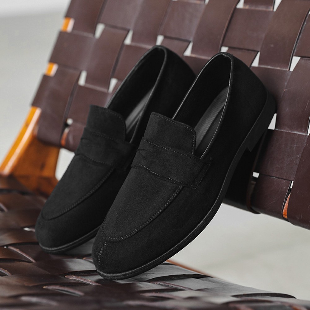 Men'S Korean Version British Style Round Toe Loafers | Lightweight Breathable Slip-On Casual Shoes, Upper, PVC Sole, Fabric Insole