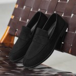 Men'S Korean Version British Style Round Toe Loafers | Lightweight Breathable Slip-On Casual Shoes, Upper, PVC Sole, Fabric Insole