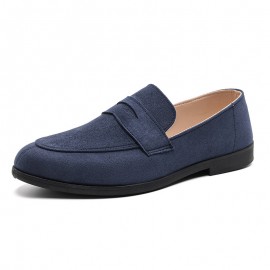 Men'S Korean Version British Style Round Toe Loafers | Lightweight Breathable Slip-On Casual Shoes, Upper, PVC Sole, Fabric Insole