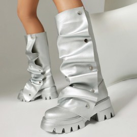 Combat Boots Ankle Booties Sole Boots | Microfiber, Round Toe, Block Heel, European/American Style, Rubber Sole