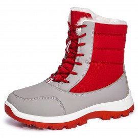 Women's Winter Snow Boots - Slip-Resistant Lace-Up High-Top Boots with Plush Lining, Thick Insulated Warmth, Cushioned Insole & Arch Support - Red Colorway, Winter Boots for Women, Snow Boots for Women, Snow Boots for Men, Women Shoes