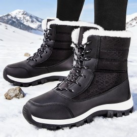 Women's Winter Snow Boots - Slip-Resistant Lace-Up High-Top Boots with Plush Lining, Thick Insulated Warmth, Cushioned Insole & Arch Support - Red Colorway, Winter Boots for Women, Snow Boots for Women, Snow Boots for Men, Women Shoes