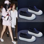 Korean Style Canvas Shoes Women | Summer New Student Running Casual Sneakers, Solid Color, Round Toe, Lace-up Closure