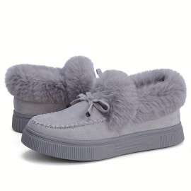 Winter Flat Boots Warm Durable Shoes Casual Fashion Fur Lining Ankle Snow Boots Loafer Flats Platform Thick Plush Shoes For Women